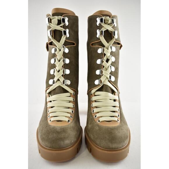 Christian Louboutin Macademia 100 Grey Suede Lace Up Block Heel Combat Boot 40 - Picture 5 of 11